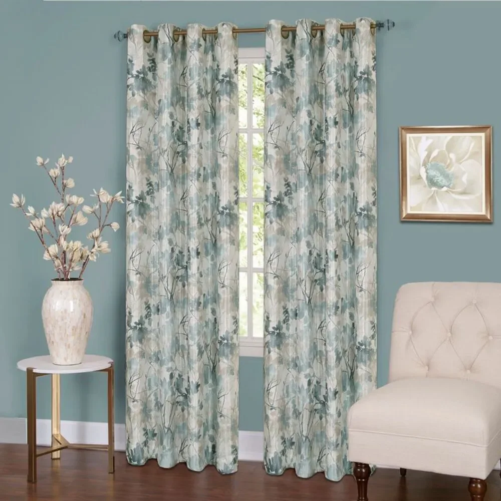 PowerSellerUSA Elegant Floral Polyester Blackout Single Window Curtain Panel,